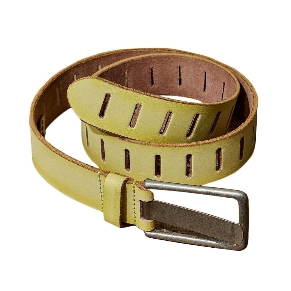 We The Free (Free People) NWT Bright Yellow and Silver Leather Belt 48inch
